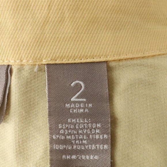 Chicos Jacket 2 Womens Large 12 Yellow Full Zip Ruched Sleeves Crinkle Fabric - Picture 4 of 16